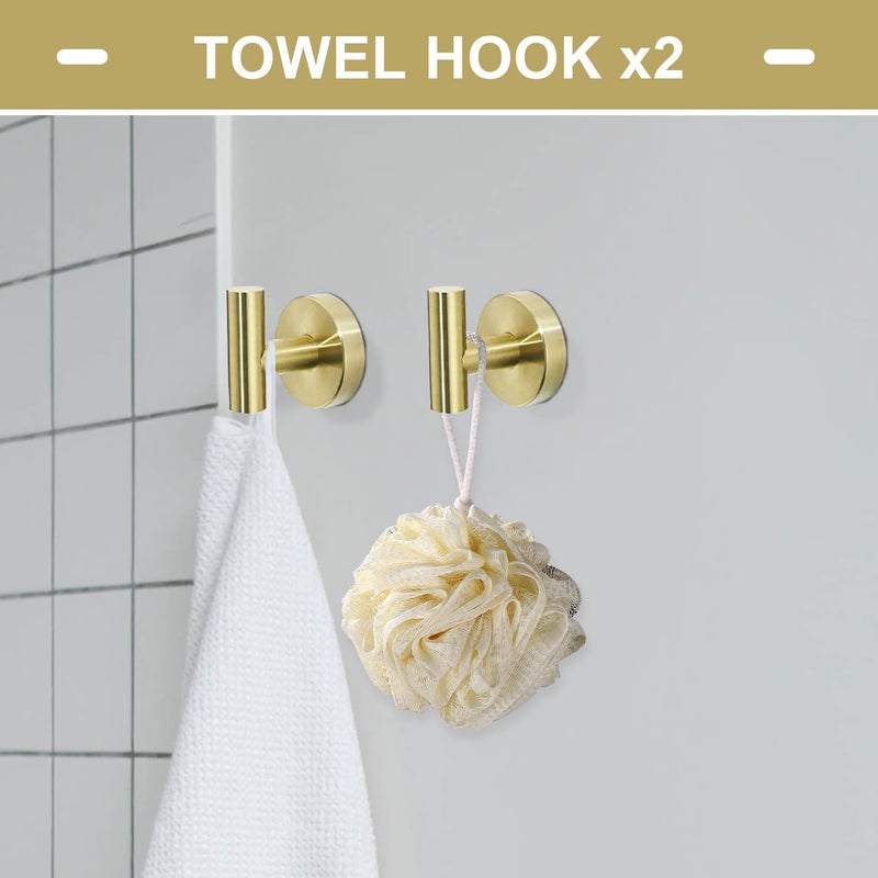 TURS Brushed Gold Bathroom Hardware Set 5 Piece, SUS304 Stainless Steel Bath Towel Bar Set, 24 Inch Bathroom Accessories Kit Wall Mounted - Image 5